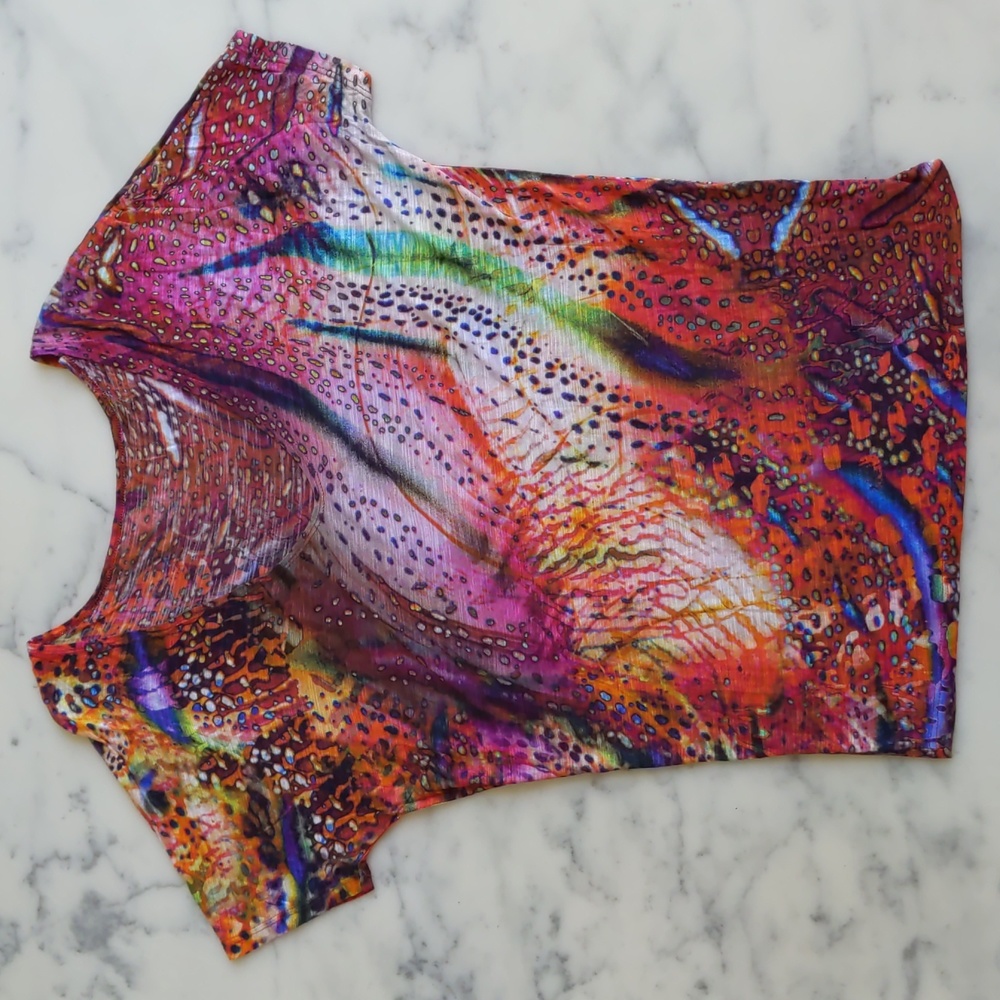 Nwot. Velvet Multi Color Pattern Drop Shoulder Lo… - image 3